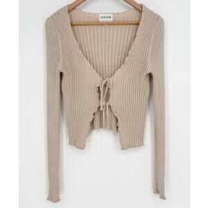 Olive & Oak Cream Knit Double Front Tie Cardigan Sweater Size S